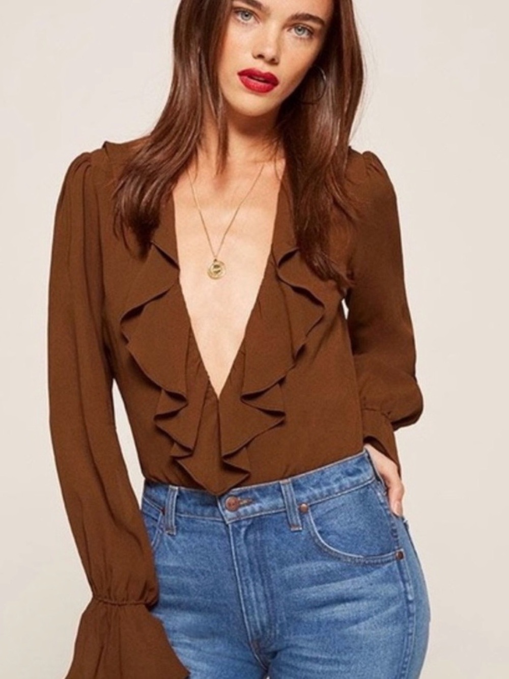 Reformation Penny Ruffle Bodysuit